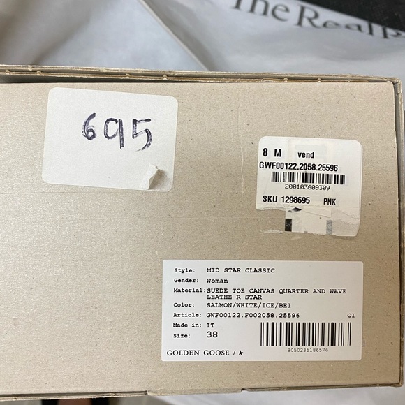 NIB Golden Goose Midstar Salmon Canvas & White Star Sneaker,38 - Picture 16 of 16